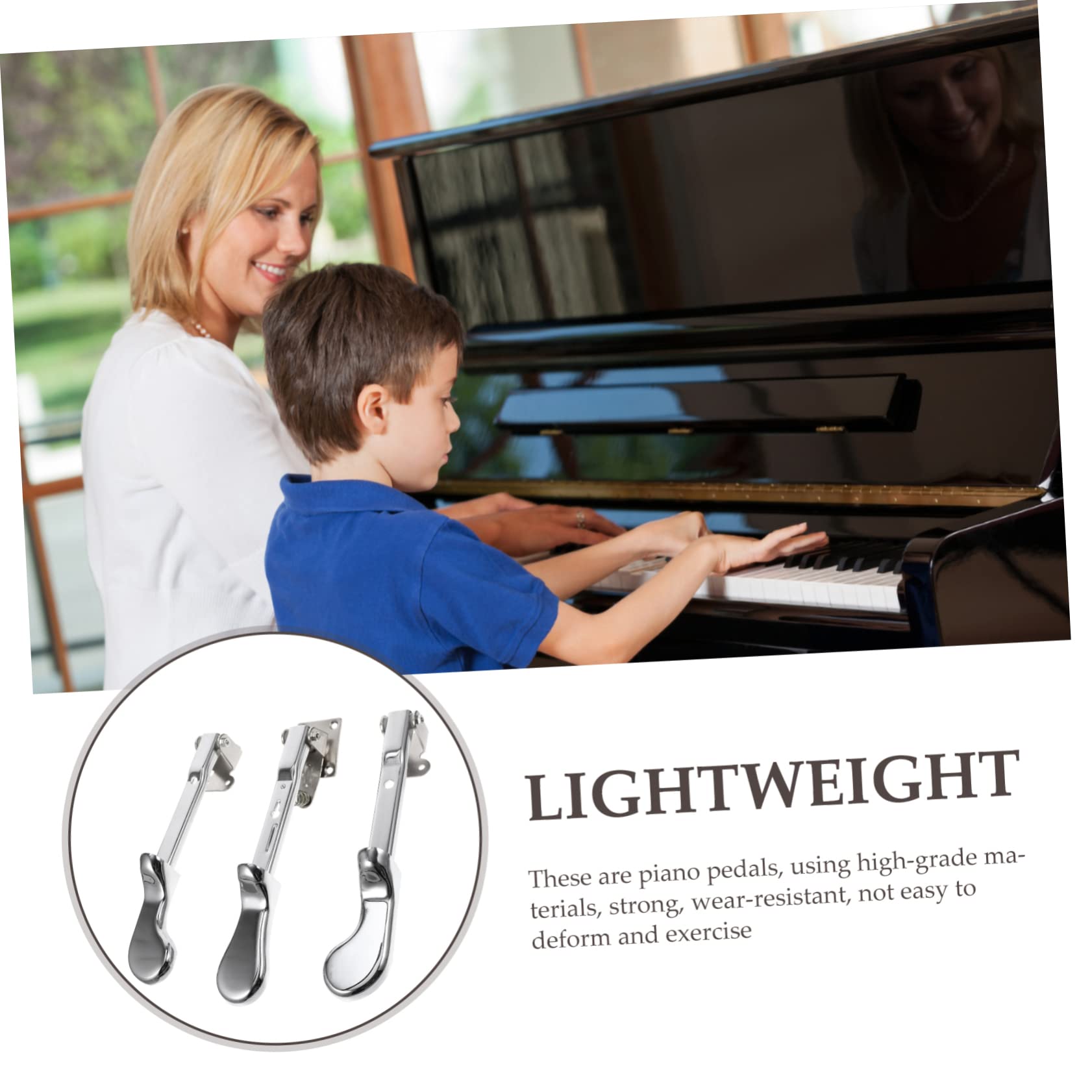 Yardwe Pedali per Pianoforte Verticale in Lega Argento 3 Pezzi Leggeri e Resistenti, Accessori per Pianoforti in Negozi di Musica e Palchi