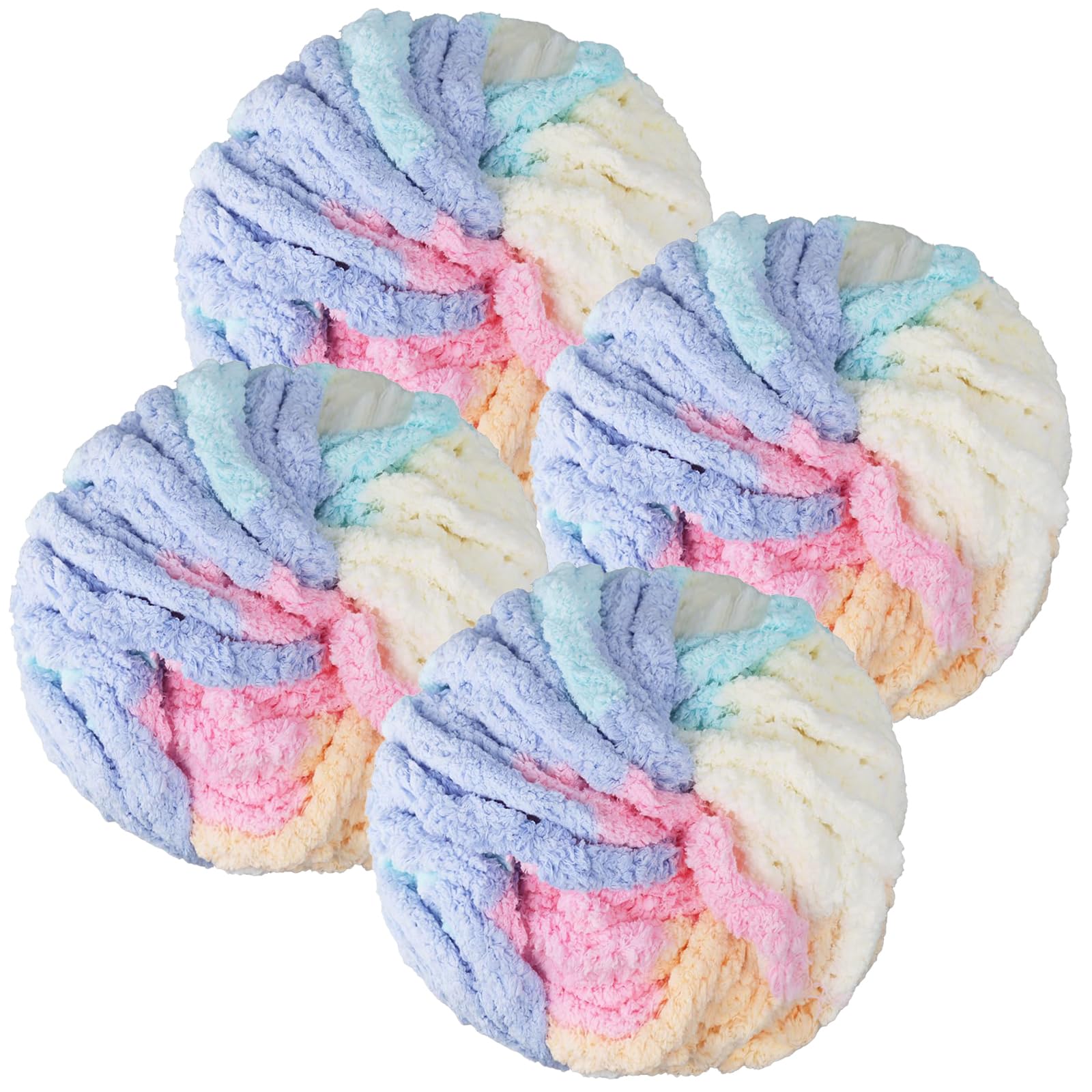 Chunky Wool Yarn 250g × 4 - Jumbo Yarn for Hand Knitting