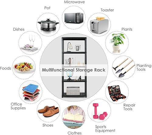 Miniatura 8 de Giantex Estante de almacenamiento ventilado de 5 niveles, estante multiusos de pie, no requiere herramientas, 33.5 pulgadas de largo x 16 pulgadas