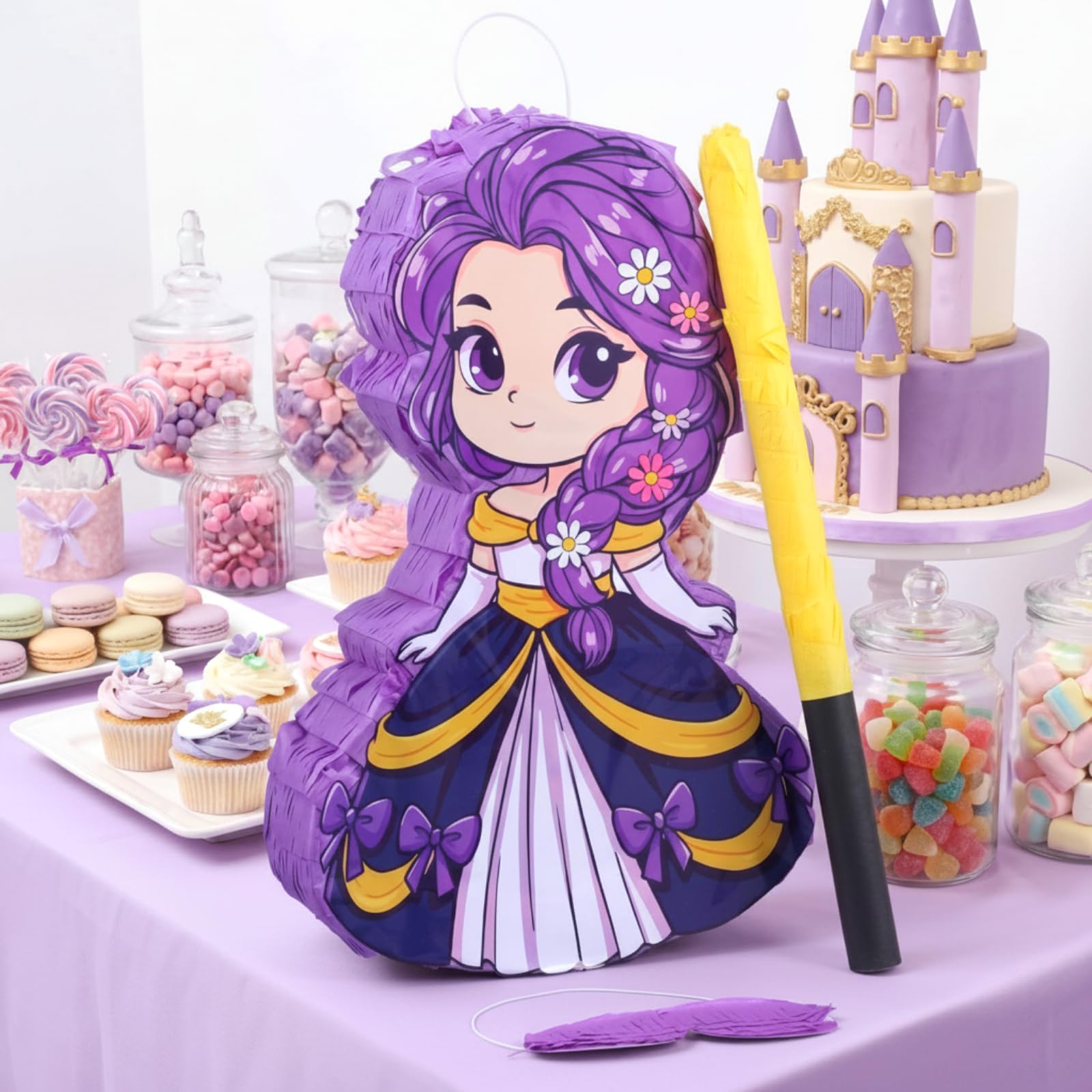 Threan Kpop - Piñata con temática de K-pop, piñata de cumpleaños musical con venda para los ojos, murciélago, palo de música, suministros de fiesta para niñas, suministros de fiesta de cumpleaños