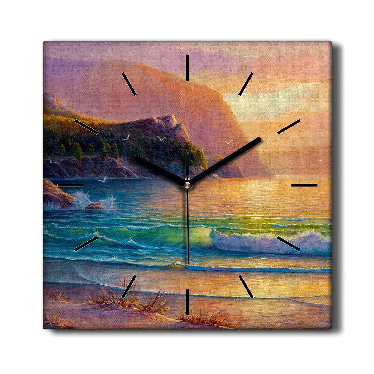 Horloge murale 30x30cm silencieuse design Ondes Côte pour sublimer la décoration de votre salon
