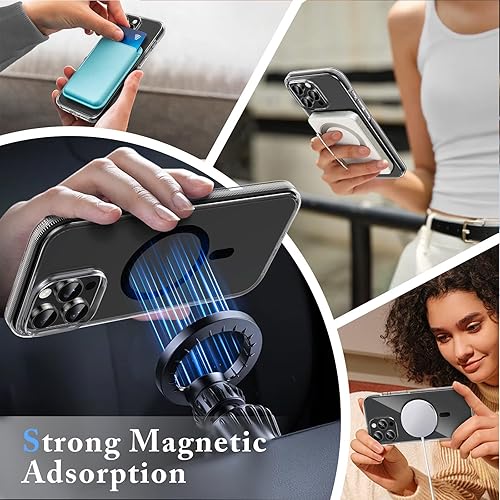 Miniatura 4 de MILPROX Funda compatible con iPhone 15 Plus  Compatible con MagSafe  Diseño magnético transparente transparente  Antideslizante que no se amarillea