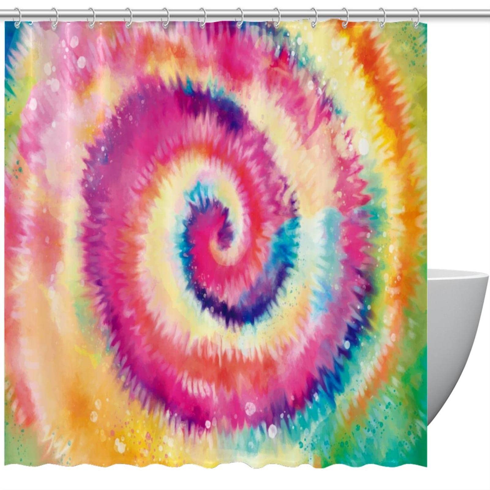Rideau de douche coloré abstrait tie dye 183x183cm grand format