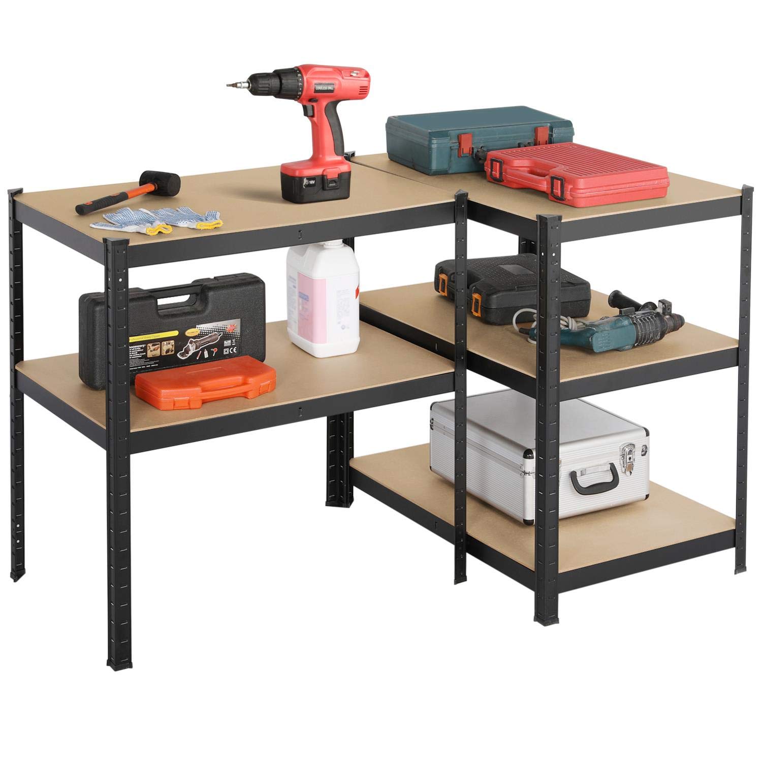 Yaheetech Estantería Metálica de Almacenaje 180 x 90 x 60 cm 5 Niveles Estante de Pie para Trastero Garaje Sótano Cocina Carga de 875 kg