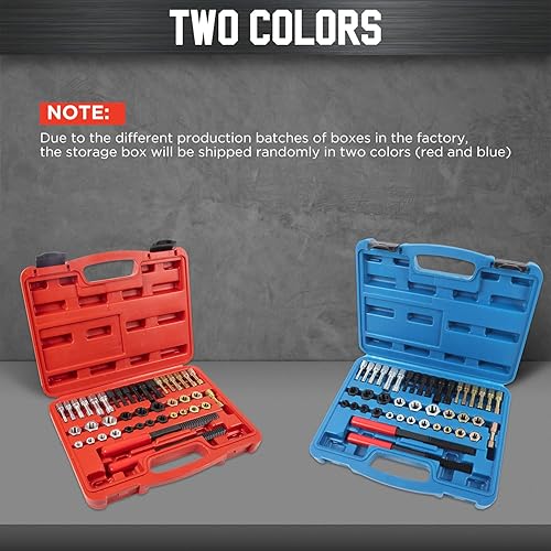 Miniatura 8 de Angchun Juego de cazador de roscas  Kit de reparación de roscas de 42 piezas en UNC, UNF y kit de restaurador de roscas de tamaño métrico con 21