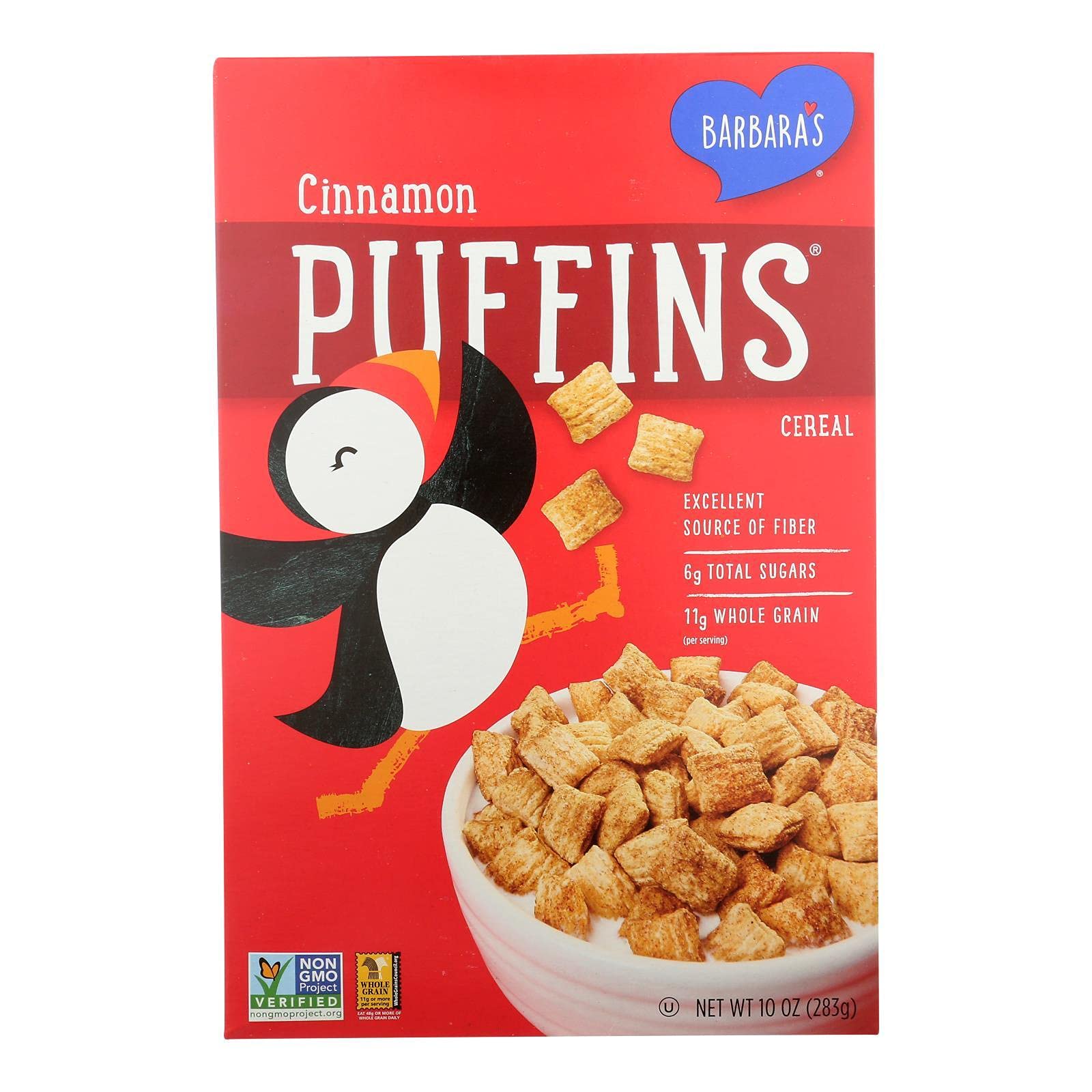 Barbaras Bakery Cinnamon Puffin Cereal, 10 Ounce -- 12 per case