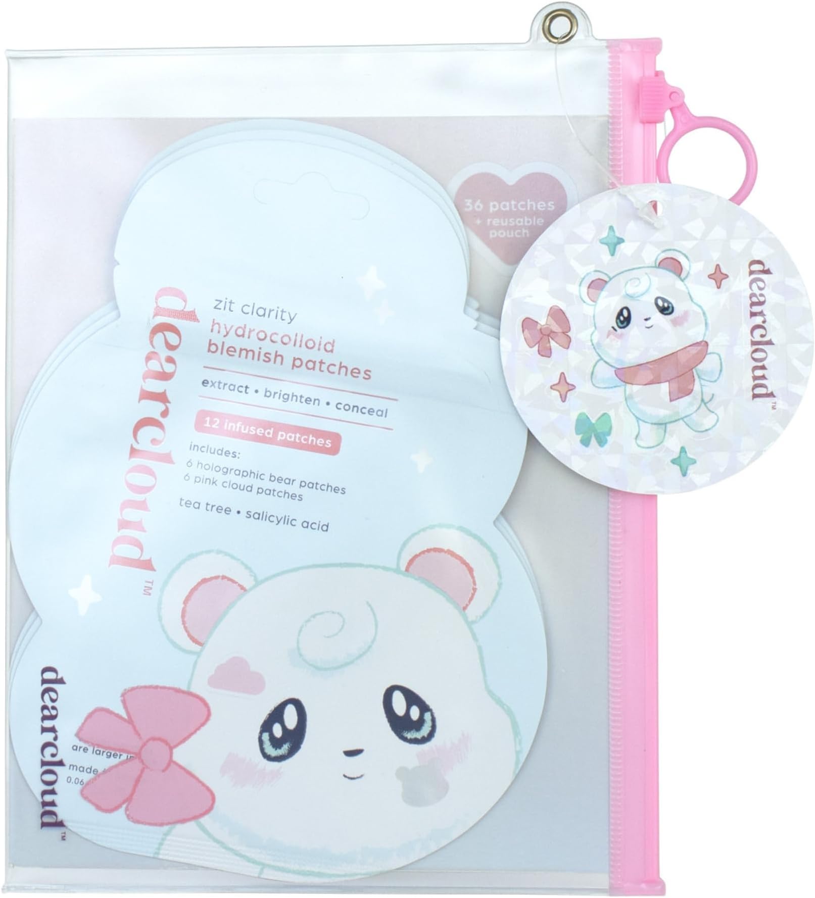 dearcloud Hydrocolloid Blemish Patches - 36 Count - Pimple Patches for Face, Acne Spot Treatment with Tea Tree Oil & Salicylic Acid (Zit Clarity)