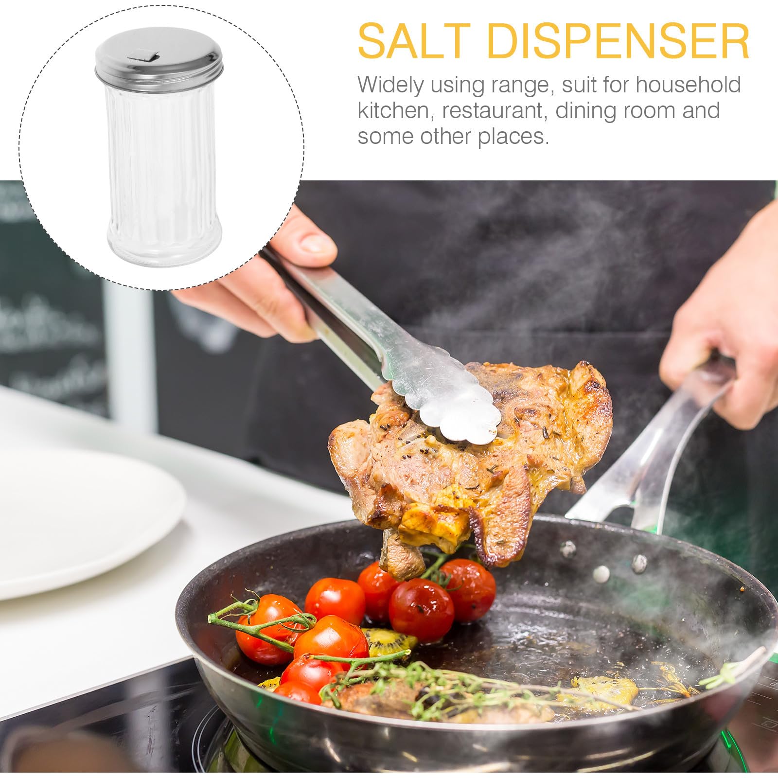 Set de 4 Frascos de Condimentos de Vidrio 330 Ml, Salero y Pimentero con Tapa Hardeman, Dispensadores Sellados para Cocina, Recipientes para Especias Multifuncionales, Uso