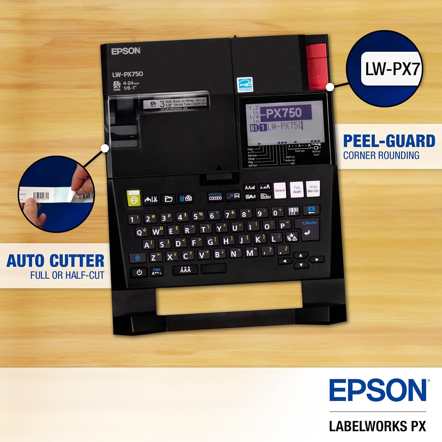 LABELWORKS Epson Music Department Assistant Bundle - LW-PX750 Industrial Label Maker Kit - Complete Kit with Accessories and 224VTBWPX Tape Cartridge