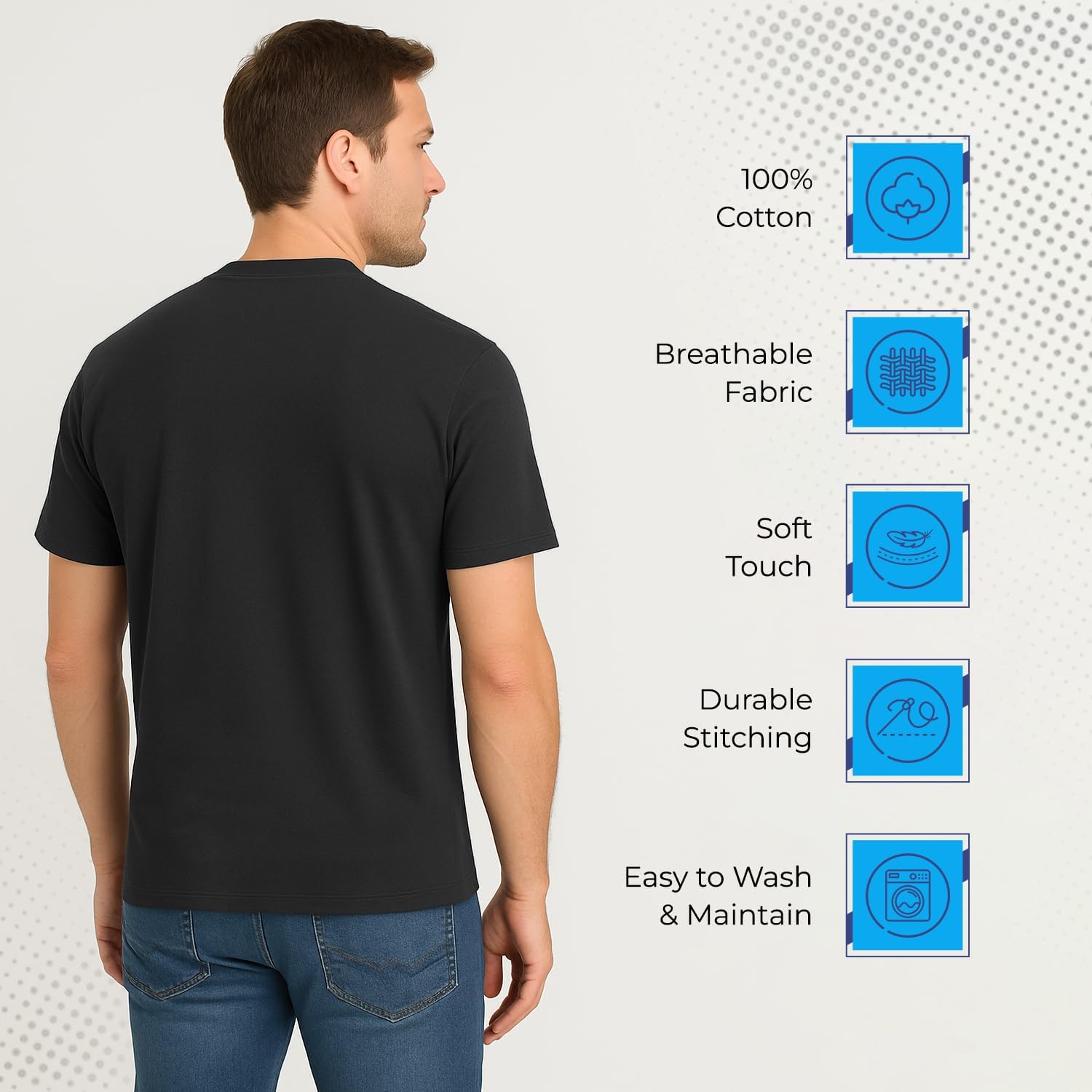 Tshirts Comfort Cotton Essential Mens T Shirts Crew Neck Regular Size Ultra Soft Classic Plain Tees - Image 4
