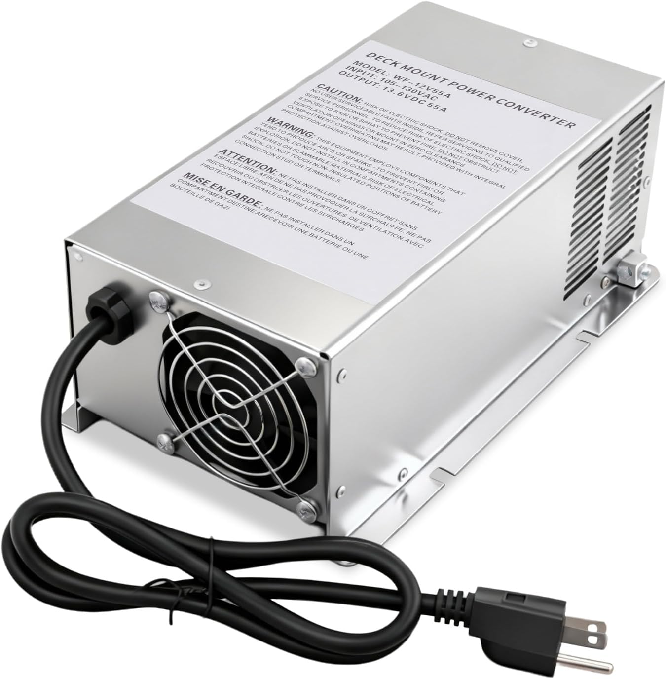 VLAND 75Amp Deck Mount RV Power Converter/Battery Charge WF-9875-MBA Replacement for WF-9800 Series converters, Used for RV Trailer Camper Car Boat Compatible with Lead-Acid and Lithium Batteries