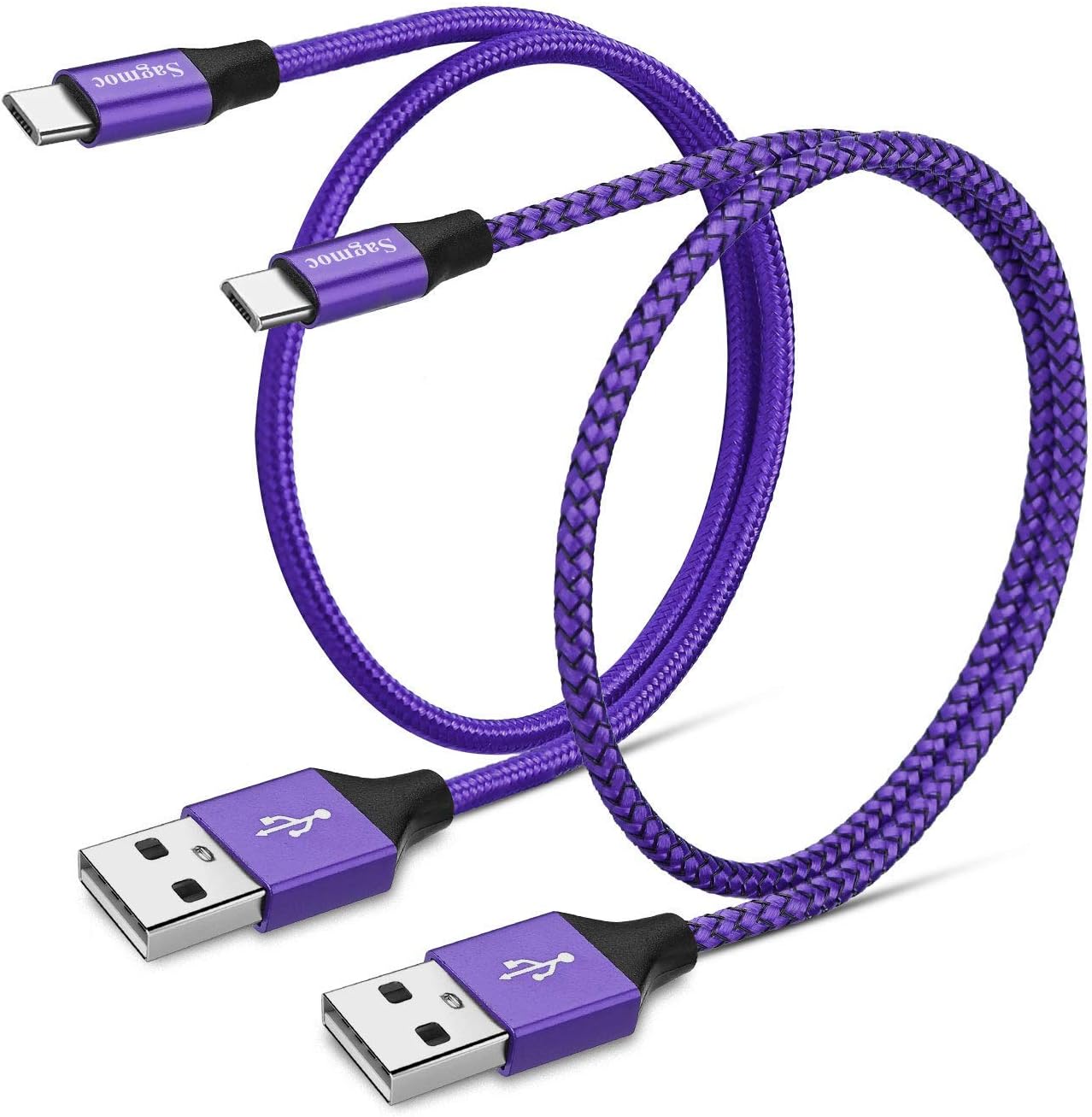 Micro USB Charger Cable Purple - Sagmoc Android Charging Cord Nylon Braided 5 Pack 2FT 3FT 6FT 6FT 10FT for Samsung S7 S6 Edge, Kindle, Note 5, Android Smartphone, MP3, Tablet and More