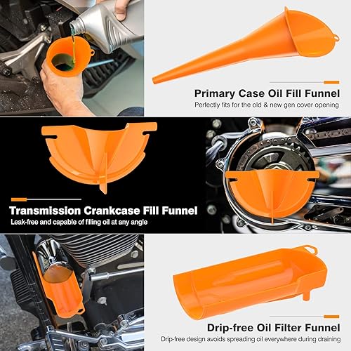 Miniatura 2 de Moko Juego de llaves de aceite y embudo para automóvil, 16 piezas de llenado de cárter de motocicleta + embudo de filtro de aceite sin goteo + junta