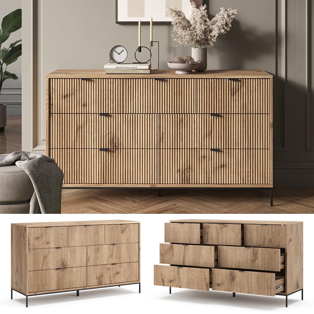 Vicco Aparador Eliza, Roble Vikingo, 42 x 81 cm | con 7 cajones, para guardar ropa y artículos del hogar