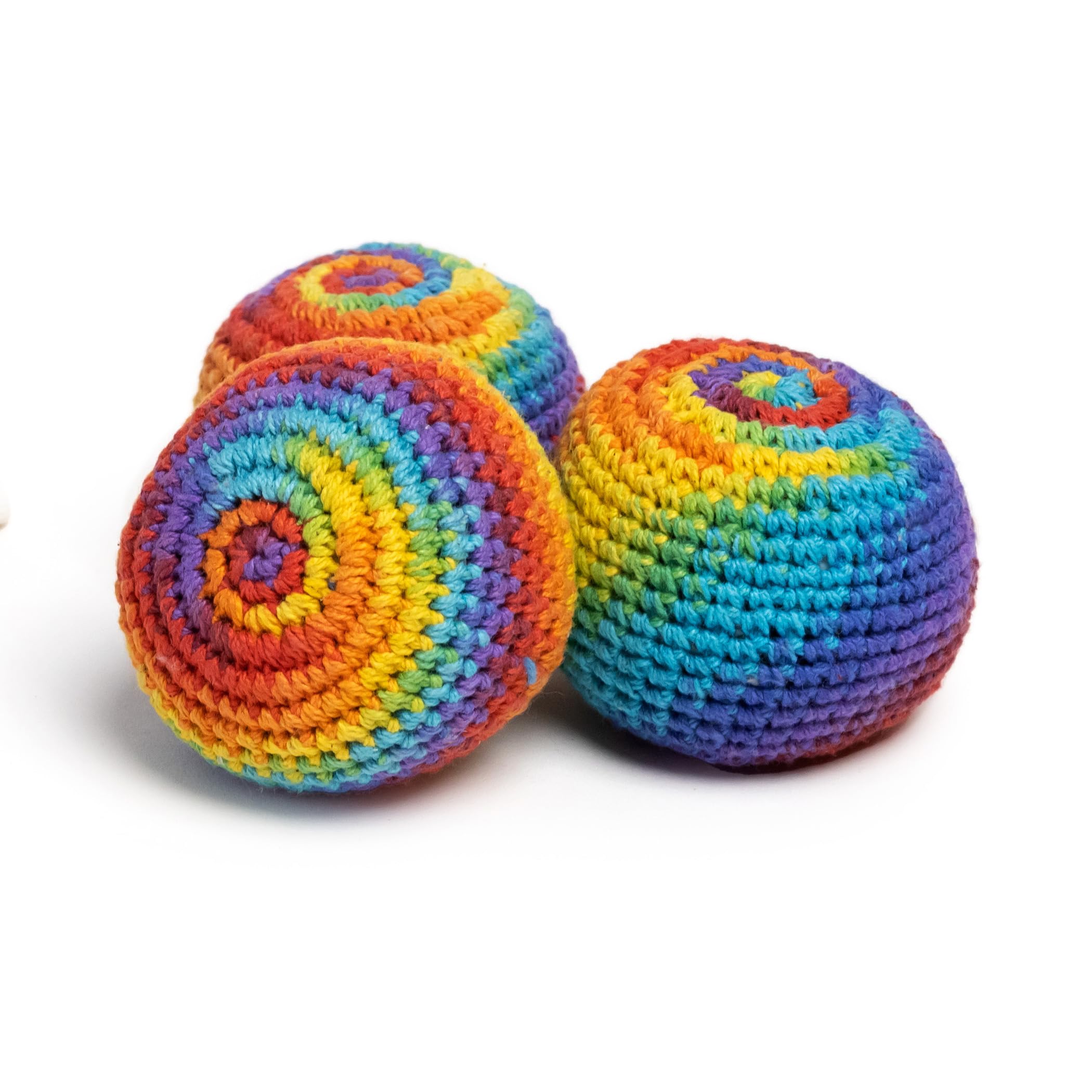 Hacky Sack Hand Crochet - Pack of 3 | Footbag | Juggling Balls for Beginners, Kids and Adults| Hand Made | Pouch Included