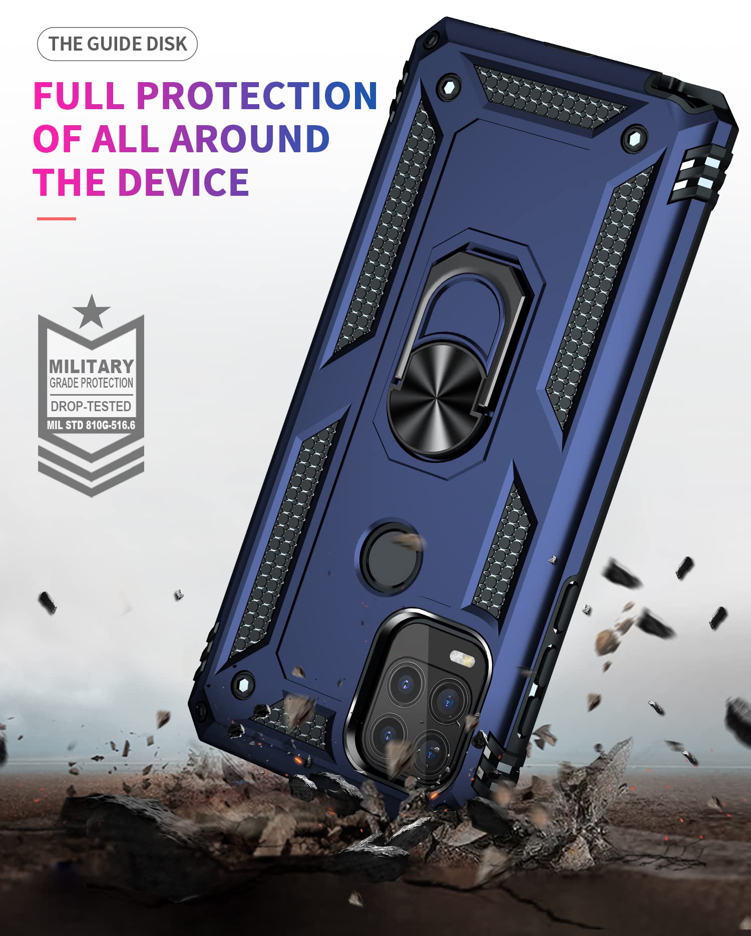 Funda para Moto G Stylus 5G, con protector de pantalla, [grado militar] 4,9 m, con función atril magnética, soporte para coche, para Motorola Moto G Stylus 5G, azul