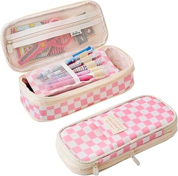 Big Capacity Pencil Pen Case, Pencil Pouch with Sticky Note and 4 Compartments Large Multifunctional Stationery Organizer for Girls Boys, Office Makeup Bag Portable Pen Bag for Students Women Men