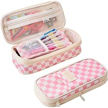 Big Capacity Pencil Pen Case, Pencil Pouch with Sticky Note and 4 Compartments Large Multifunctional Stationery Organizer for Girls Boys, Office Makeup Bag Portable Pen Bag for Students Women Men