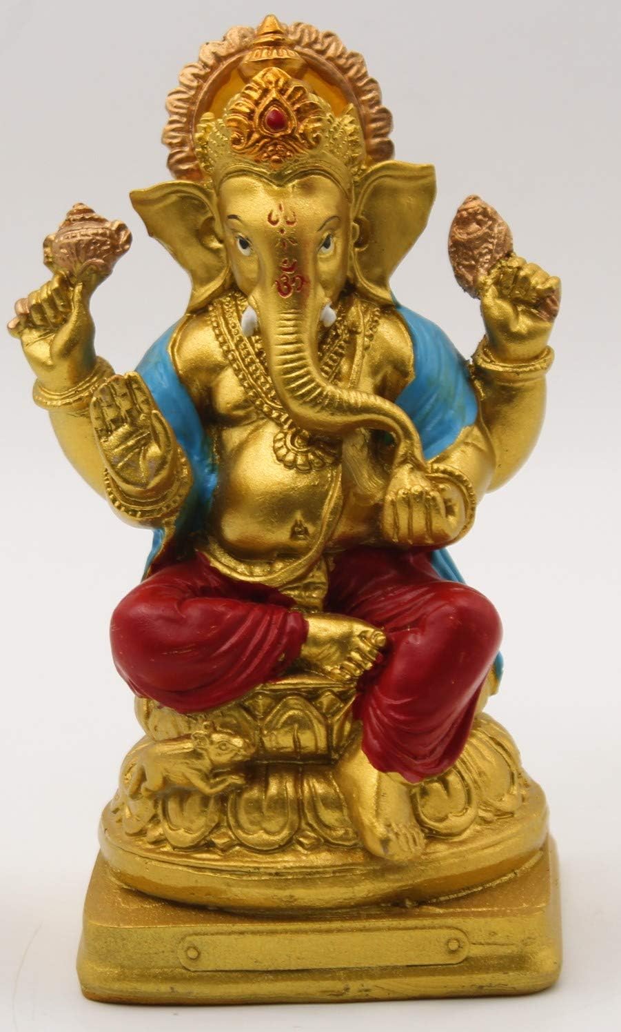 Hindu God Ganesh Statue Golden Ganesha Idol small gift Item - AA