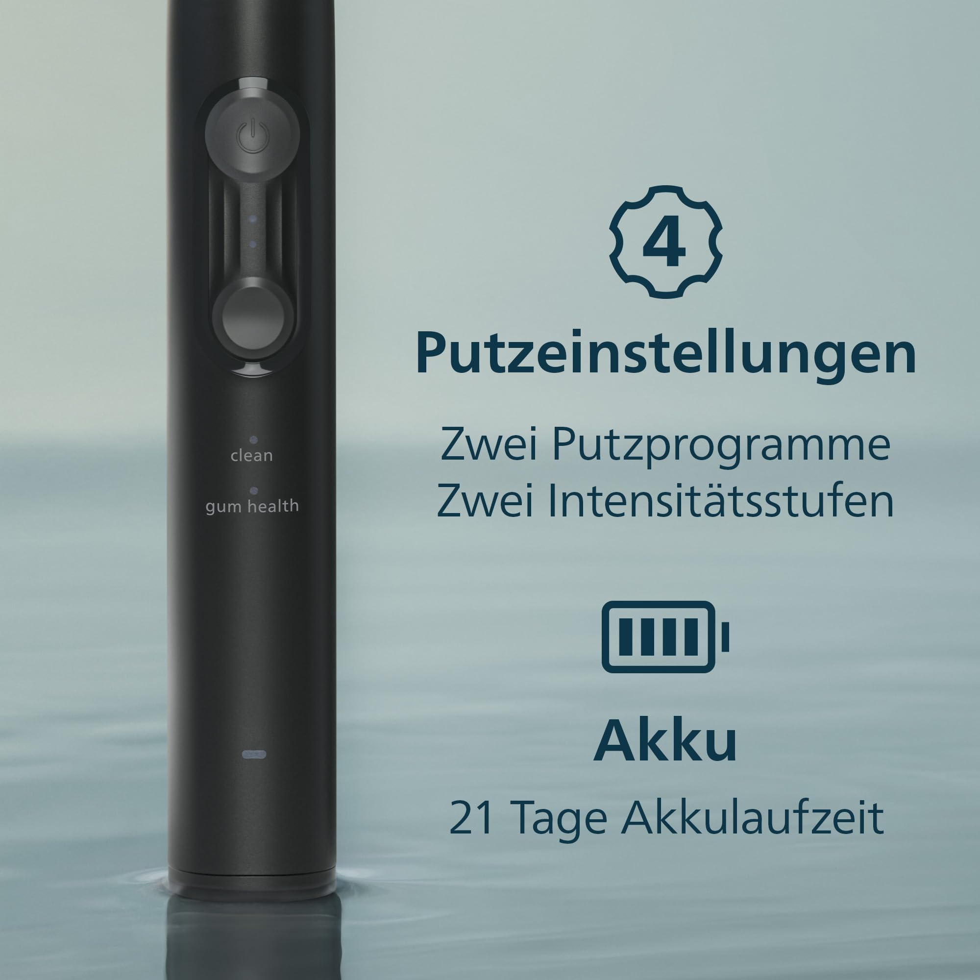 Philips Sonicare Series 4100 Elektrische Zahnbürste – Schallzahnbürste mit Drucksensor, 4 Putzeinstellungen, EasyStart, SmarTimer, 21 Tage Laufzeit, Reiseetui, Schwarz, HX4044/52, [Neu]