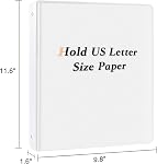 CIXILDTS 1-inch 3 Ring Binder with 2 Interior Pockets, 1'' Basic Binders Holds US Letter Size Paper - Durable, Versatile Binders for Office and School Use, 12 Pack, Balck (12-Pack, White, 1")