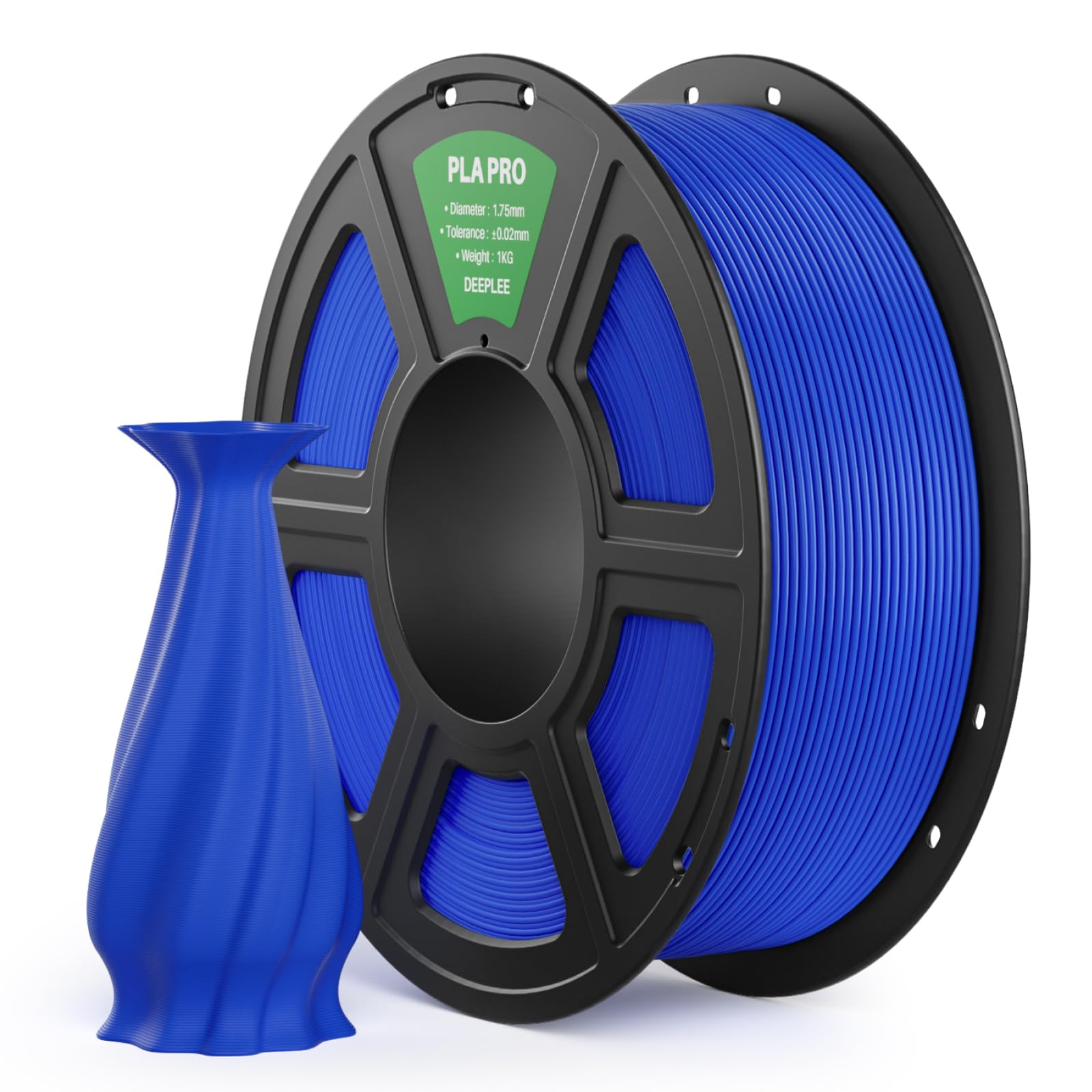 DEEPLEE PLA PRO Filament 1.75mm, Stärkere Zähigkeit 3D Drucker Filament, PLA Filament Maßgenauigkeit ±0.02 mm, Sauber gewickelt, Einfach zu Drucken, Passend für die meisten FDM 3D Drucker, Blau 1KG