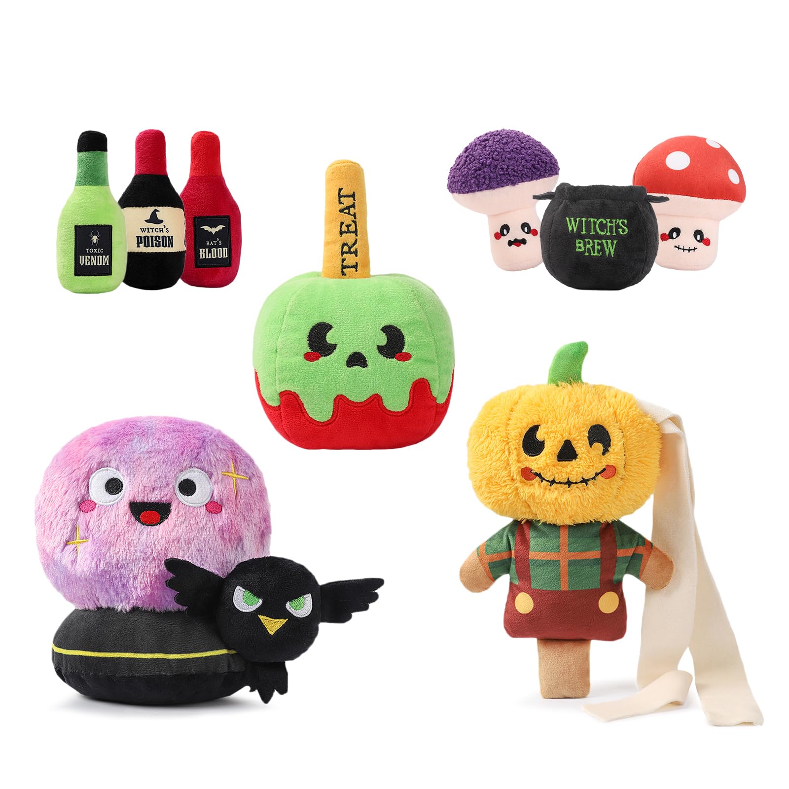 HugSmart Pet Halloween Squeaky Plush Toys 10 Pieces (Crystal Ball