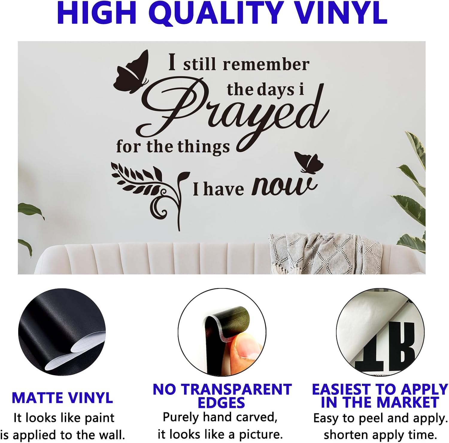 Inspirational Family Quotes Wall Stickers: Home Vinyl Art Wall Decals for Living Room Kitchen - I Still Remember The Days I Prayed 18" X 15"