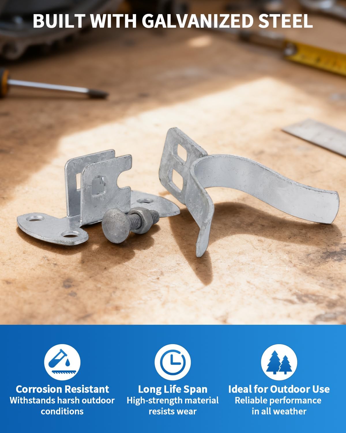 1-3/8" Flat Back Wall Mount Chain Link Fork Latch, Gate Latches for Metal Gates with Screws or Lag Bolt for Gate Frames, Gate Fork Latch with Padlock Hole, for Gate Frames,
