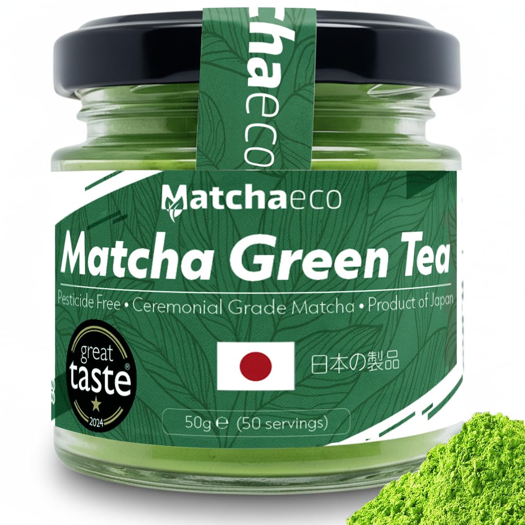 50g Japanese Matcha Green Tea Powder | Authentic Stone Ground Ceremonial Grade From Japan | Pesticide-Free Matcha Powder | Recyclable Jar And Lid | Vegan, Gift Ideas | 50g, Matcha