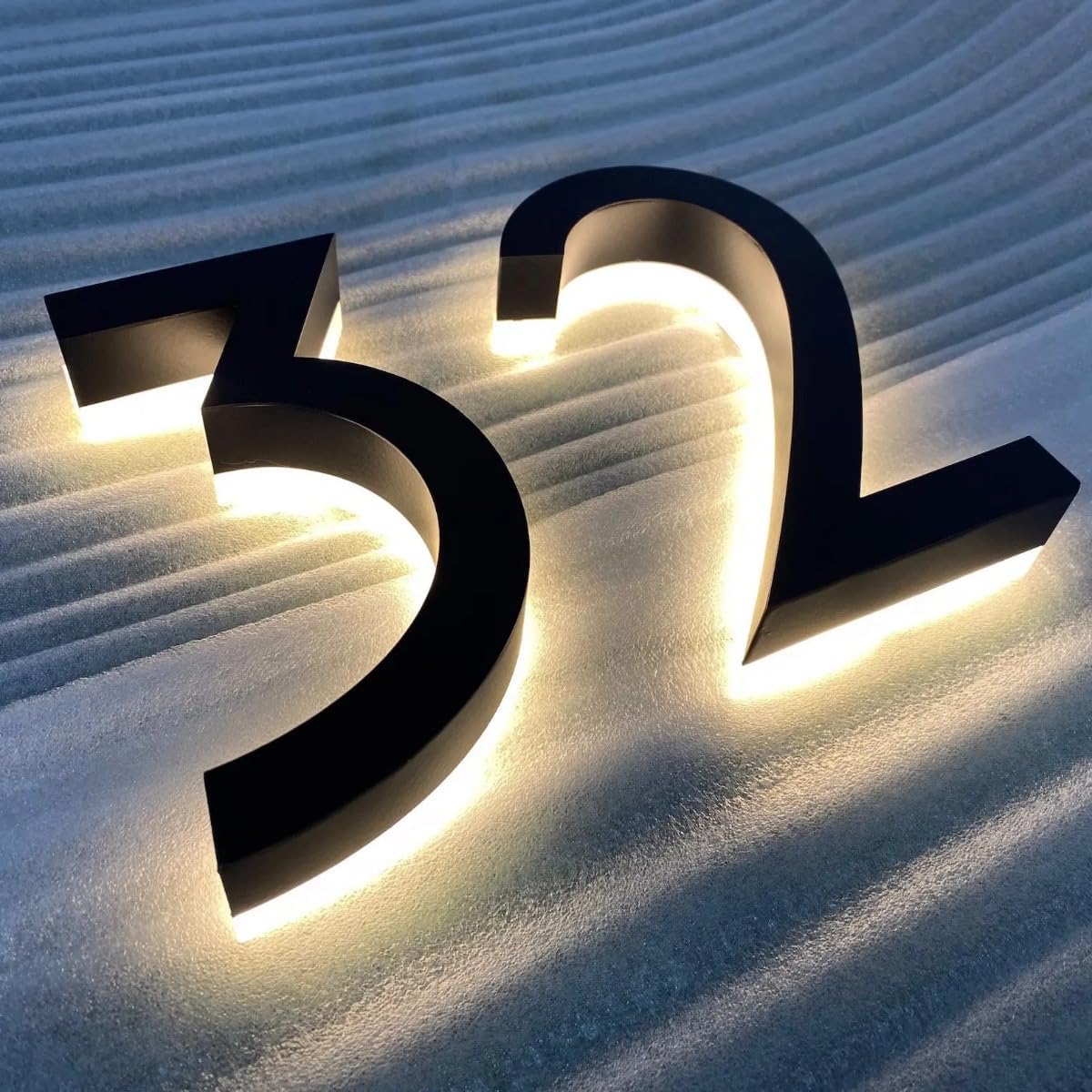 Custom LED Backlit Address Sign,Solar Powered Modern House Number Plaque,Custom Solar Backlit House Address Sign (Gold,Height 40cm)
