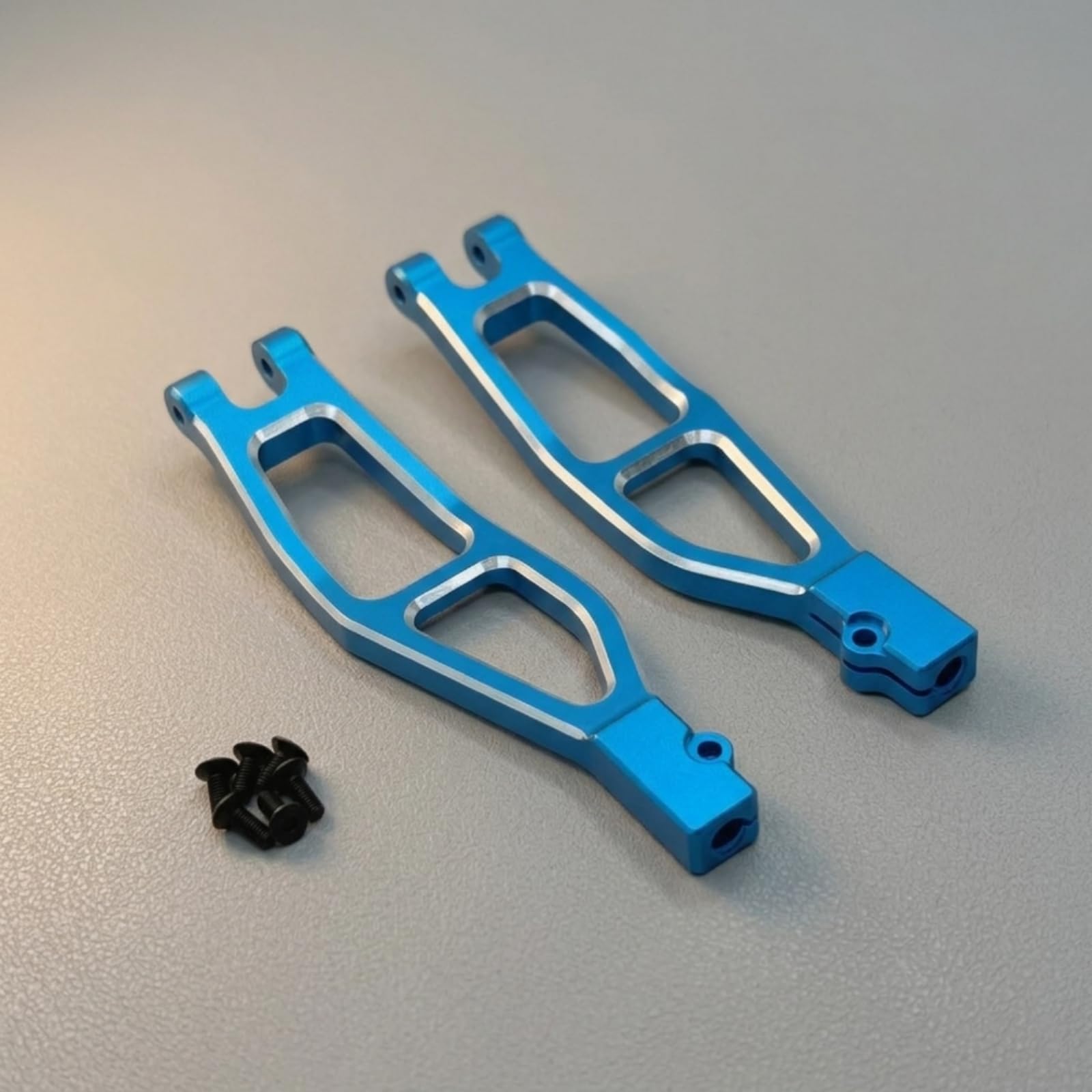 Braccetti Sospensione Anteriori Superiori Anodizzato Braccetti Anteriori Superiori Compatibile di Sospensione con Viti per Automodellismo, Blu Argento