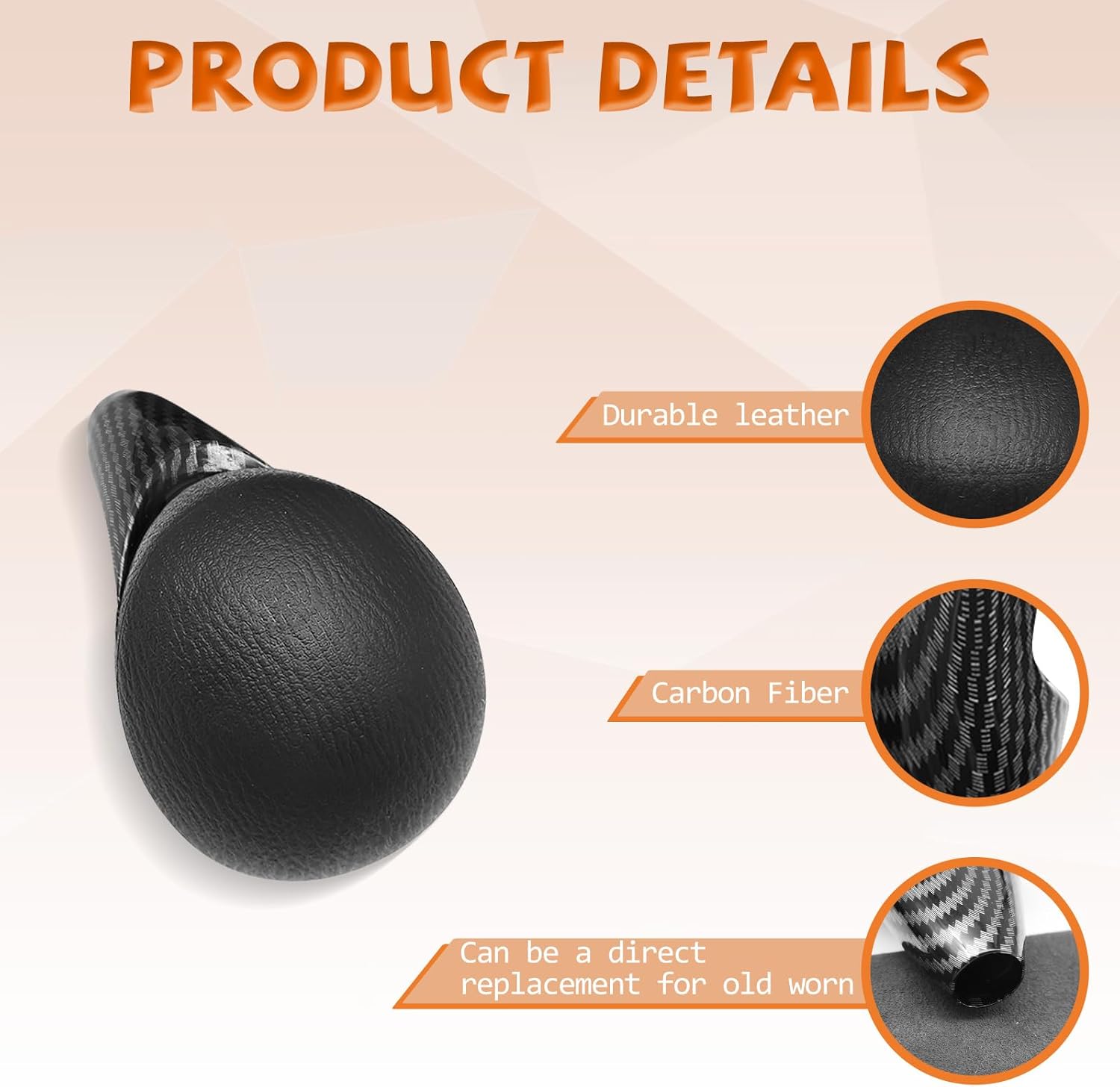 Black Leather Carbon Fiber Pattern Gear Shift Knob Shifter Compatible with Honda Civic 2006-2011 Automatic Gear Shift Handle Lever