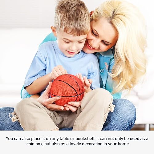 Miniatura 3 de ERINGOGO Juego de 2 alcancías de baloncesto para niños, juego de banco de monedas de baloncesto y fútbol, bolas temáticas deportivas, tarro de