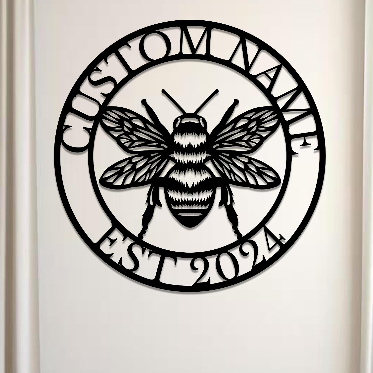 Custom Honey Bee Metal Wall Sign, Personalized Metal Bee Decor, Bee Garden Art, Gift for Bee Keeper, Bee Farm Sign, Gardener Decor, Bee Art (Bee H)