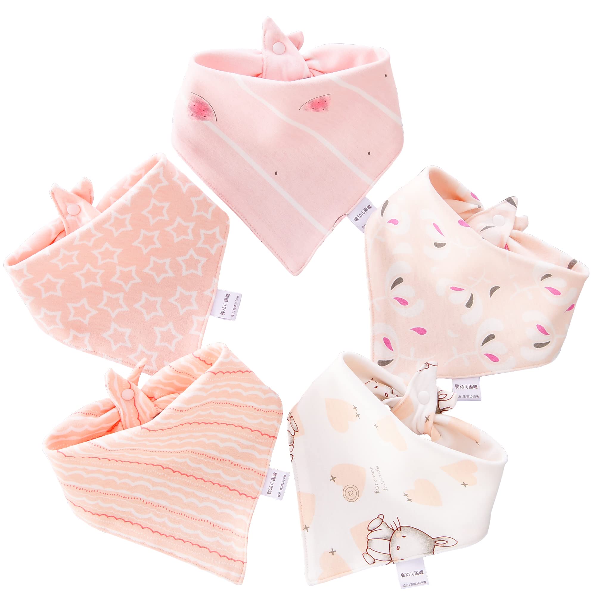 Eimmabey5 Pack Baby Drooling Bibs for Boys and Girls Soft Organic Cotton Baby Bandana Bibs Teething Bibs