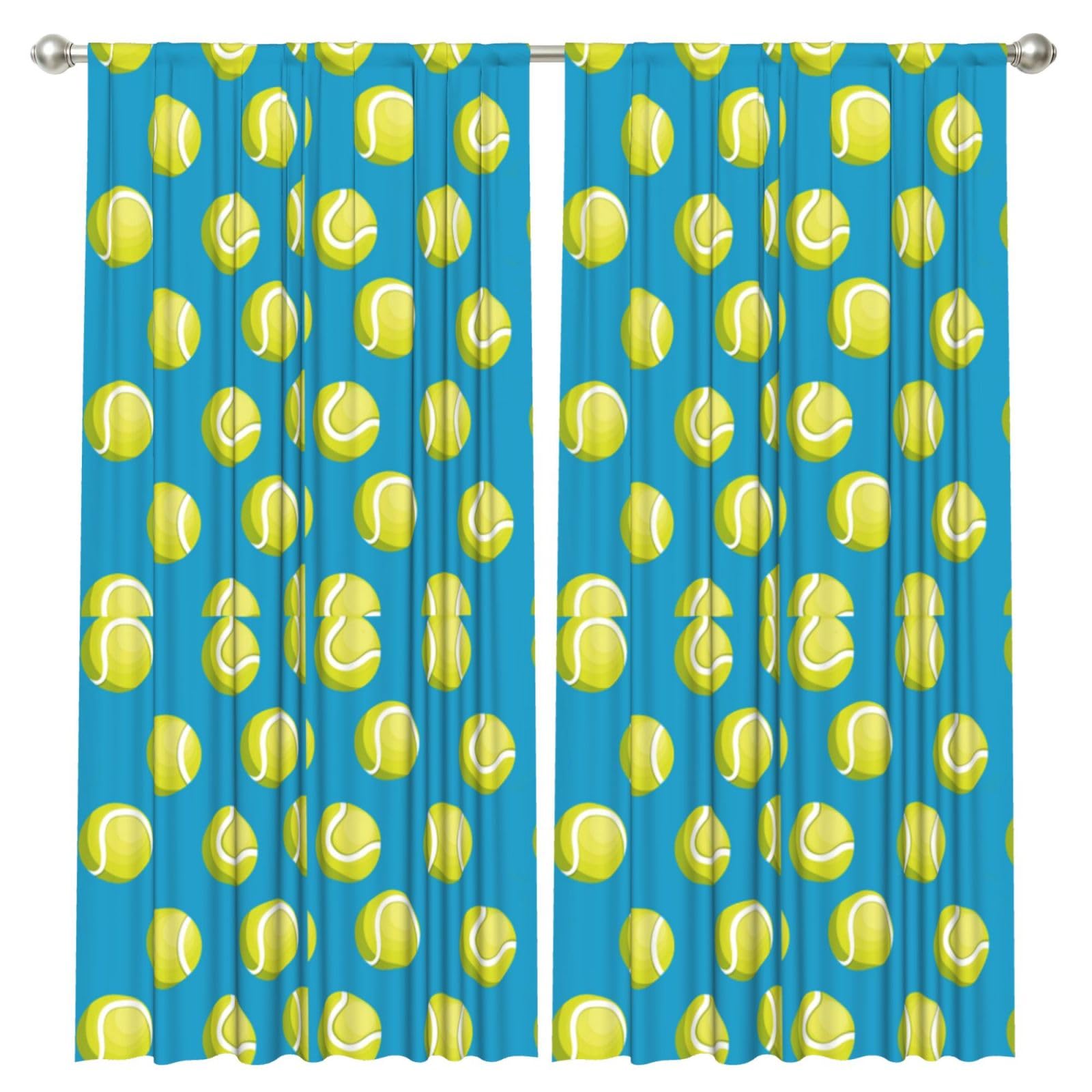 InOmak Tennis Ball Bule, 2 Panels Window Curtains 52 x 84 Inch Blackout Curtains for Living Room Bedroom
