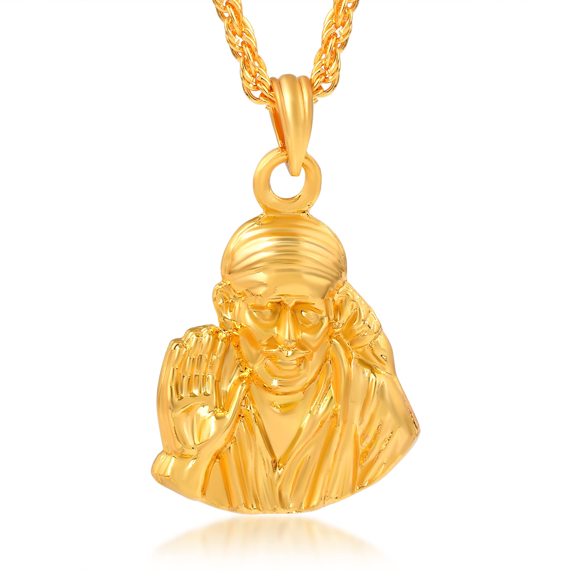 Memoir Brass Goldplated Shirdi SaiBaba chain pendant Jewellery Men Women (PCMI5608_B) (B0BDYRS4HF) Amazon Price History, Amazon Price Tracker