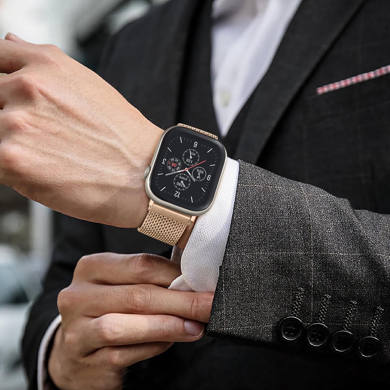 Milanese Mesh Loop Compatible with Apple Watch Bands for Men 44mm 49mm 45mm 46mm 40mm 38mm 41mm 42mm, Stainless Steel Metal Magnetic Strap for iWatch Band Series 11 10 9 8 7 6 5 4 3 2 1 SE Ultra3 2 1 - Image 8