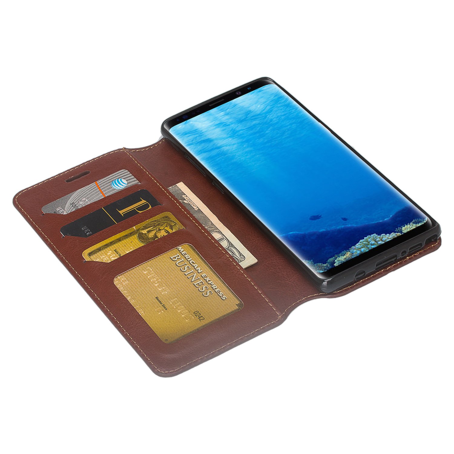 SumacLifeProtective Wallet Case for Samsung Galaxy Note 8 - Brown