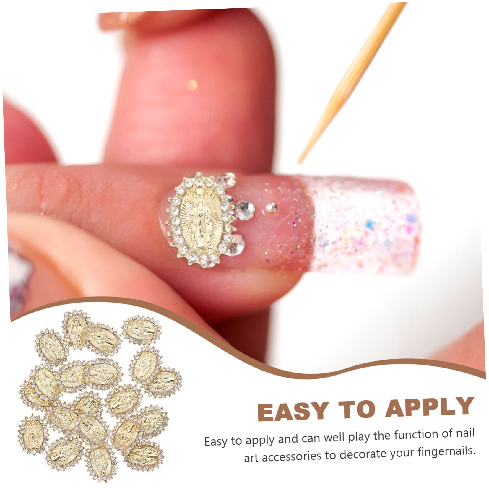 FRCOLOR 100 piezas joyas con de uñas colgantes para uñas colgante de uñas de cristal colgante de metal adorno de Buda clavo de daño pegatina aleación de Jesús