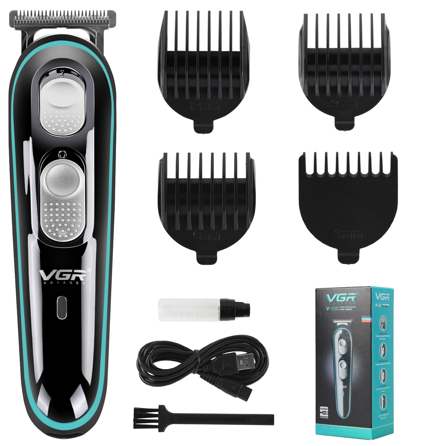 Hair Clippers Beard Trimmer for Men, Cordless Electric Haircutting Kit with 4 Guide Combs, Gift for Men