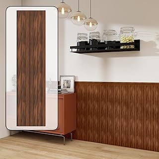 PS Wainscoting Wall High Skirting,8-Pack 38.6"x9.8"(98x25cm) Slat Panels with 2-Pack Molding Trims,Beadboard Board and Batten Panels,3D Wall Panel Kit Accent for Interior Decor (Walnut)