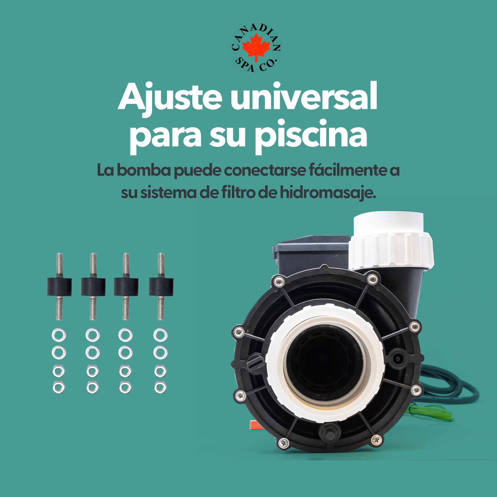CANADIAN SPA CO. Bomba de masaje Big Red 5PS WP500-I, bomba de piscina de 1 nivel, conexión de 2,5 a 2,5 pulgadas, máx. 1120 litros por minuto, hidromasaje