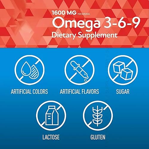 Miniatura 6 de Suplemento dietético Omega 3-6-9 (325 ct.) - Promueve la función visual y la salud ocular - Apoya el corazón, la salud cardiovascular, la piel sana,
