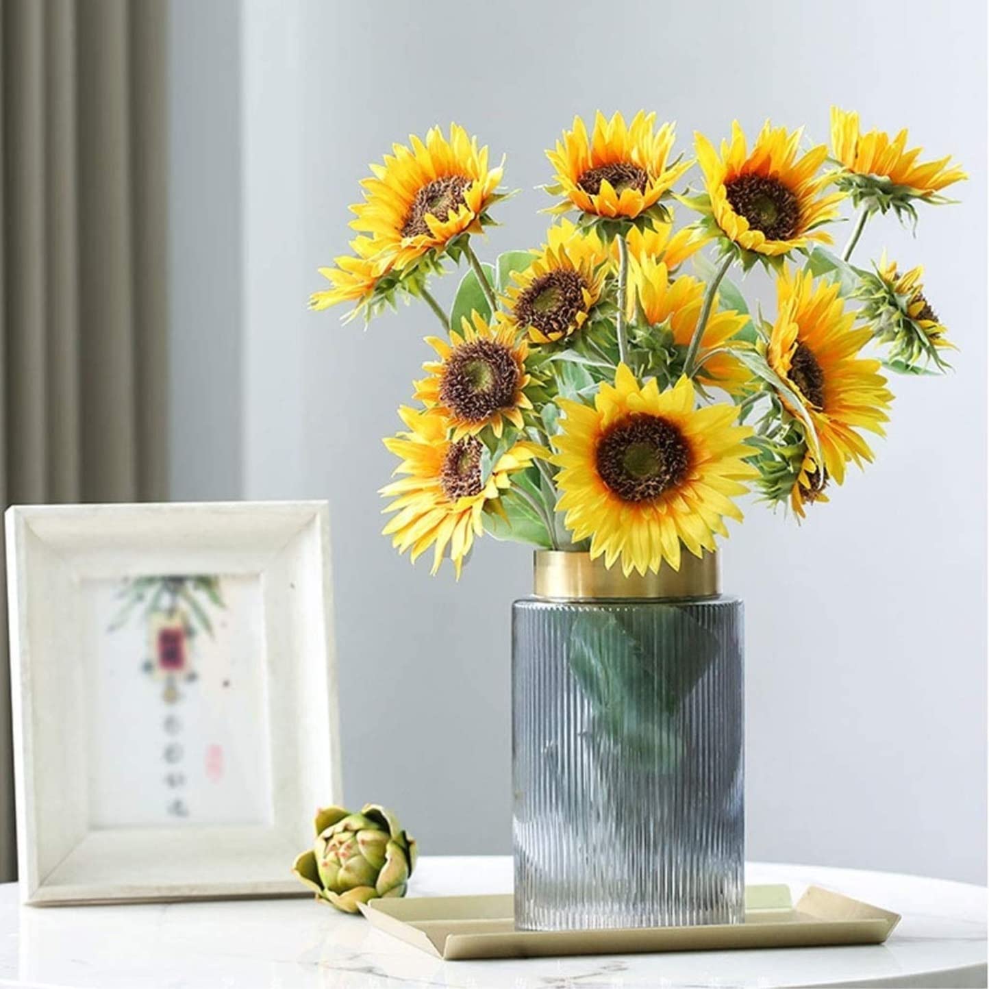 Künstliche Blumen Wunderschön Künstliche Blumen, Künstliche Sonnenblumen, Seidenstoff, Blumen, Künstliche Blumen, Blumenstrauß, Vasen-Set Künstliche Blumen wie Echt