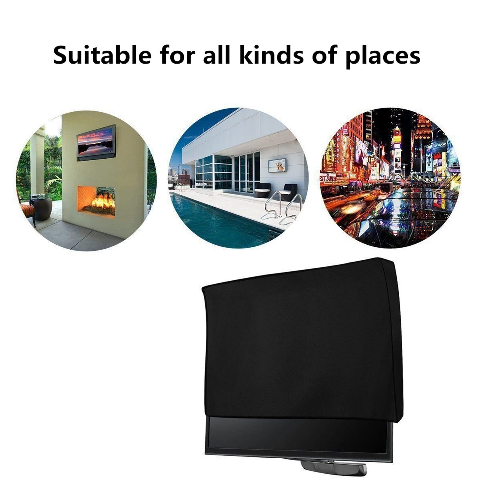 Copertura TV per Esterni Protezione UV Impermeabile, Copertura Universale per Schermo TV, per schermi da 22 a 70 Pollici per LED LCD Plasma - Nera (46?-48?)