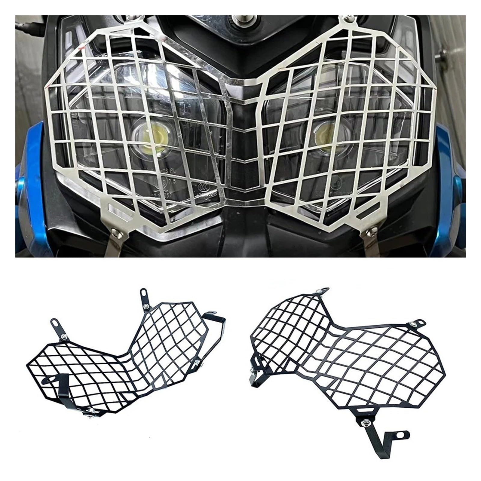 Rejilla Protectora Faro para Loncin para Rally 300 para Voge para Rally300 Cubierta Protectora Faro Delantero Motocicleta Accesorios Protectores Luz Pantalla Protector Faro Moto(Black)