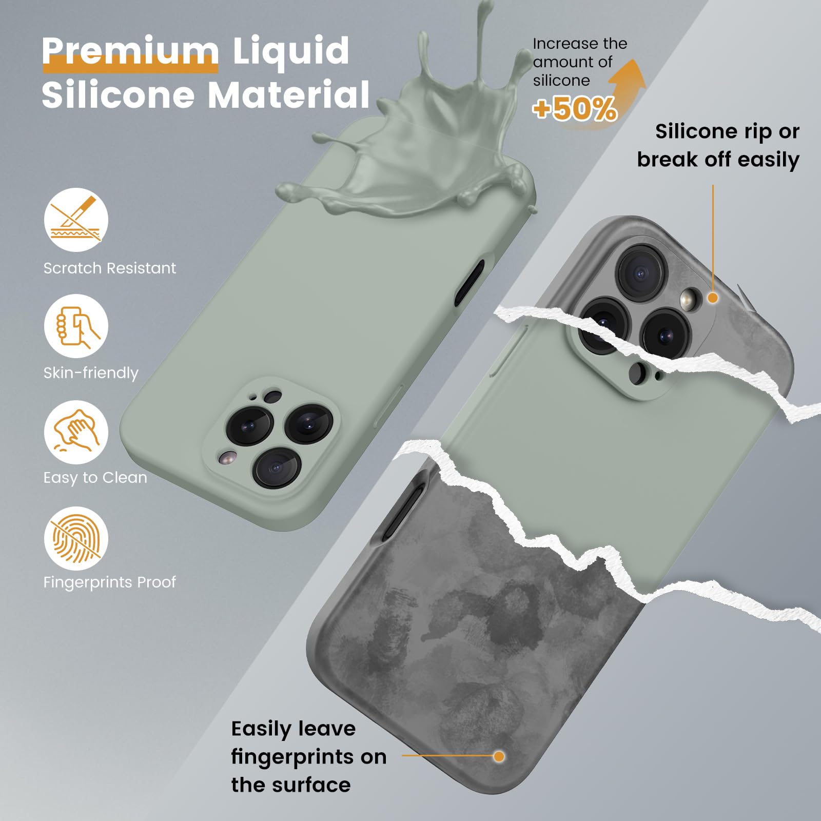 CALOOP Slim-Fit for iPhone 16 Pro Max Case,Skin Soft Liquid Silicone,Sturdy Hard Frame Shockproof Cover with Anti-Scratch Microfiber Lining,Full Protection for Screen and Lens,6.9 inch,Midnight Green - Image 2