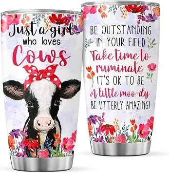 CUBICER Cow Tumblers With Lid Gifts For Women Mom Teens Adults Cow Lovers Coffee Stainless Steel Travel Mug Oz Insulated Cup On Christmas Birthday Party Kitchen Accessories